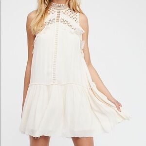 Free People FP One Ma Jolie Mini Dress Boho Festival Cream Crochet Size Medium